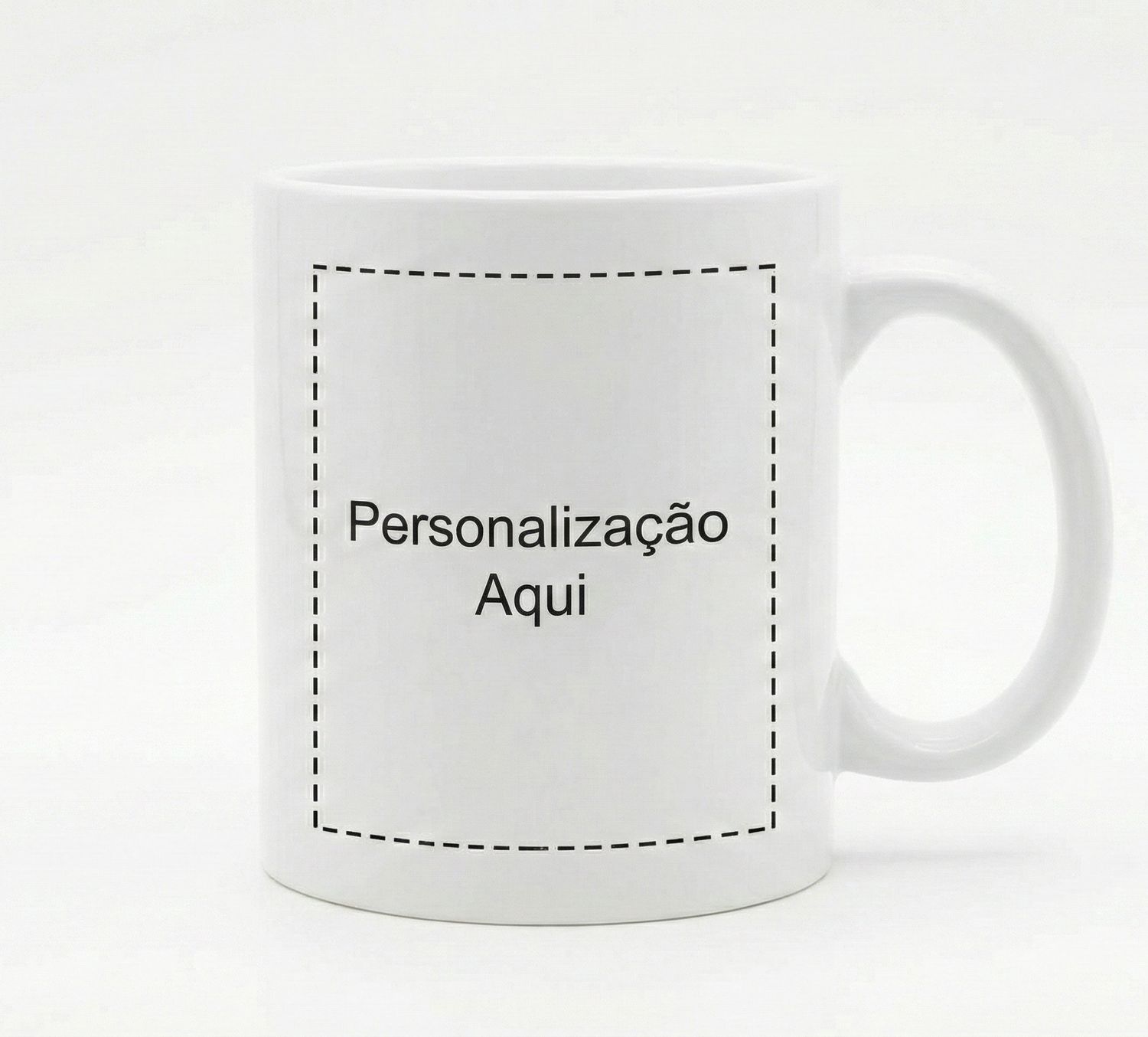 Caneca Branca Personalizada - 330ml, Posição de Personalização: Frente (Asa à direita)