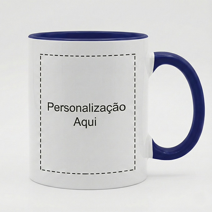 Caneca Branca/Azul Personalizada - 330ml