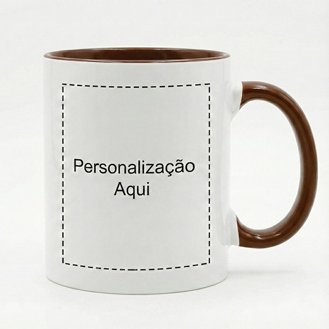 Caneca Branca/Castanho Personalizada - 330ml