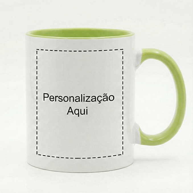Caneca Branca/Verde Personalizada - 330ml