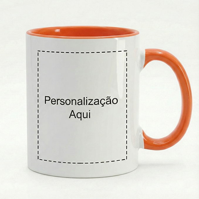 Caneca Branca/Laranja Personalizada - 330ml