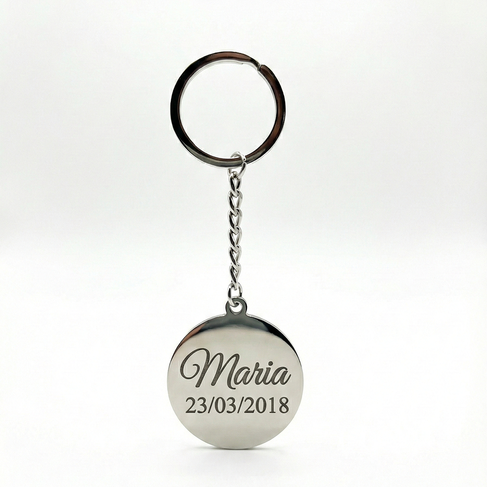 Porta-Chaves Personalizado em Aço Inoxidável - Redondo 35mm