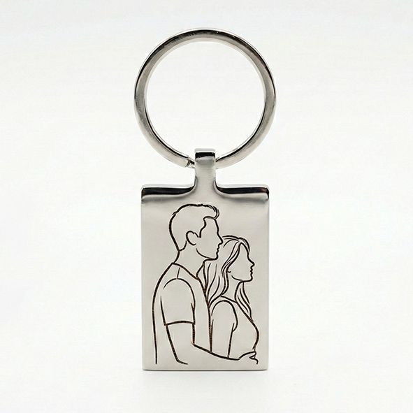 Porta-Chaves Personalizado em Aço Inoxidável - Quadrado