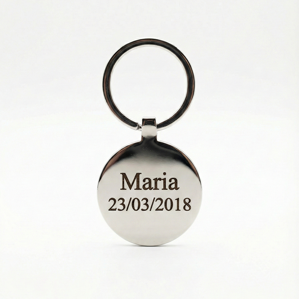Porta-Chaves Personalizado em Aço Inoxidável - Redondo 30mm