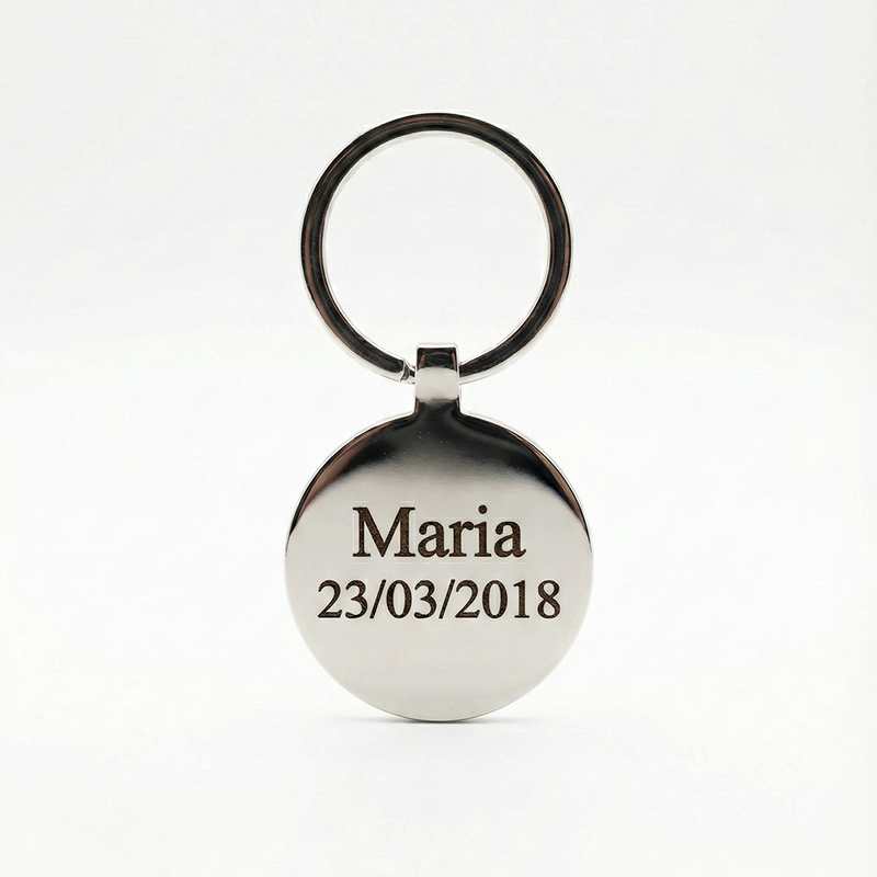 Porta-Chaves Personalizado em Aço Inoxidável - Redondo 30mm
