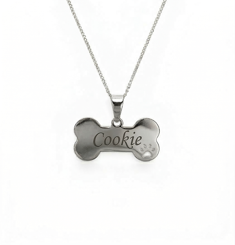 Colar de Osso Prateado Personalizado com Patinha