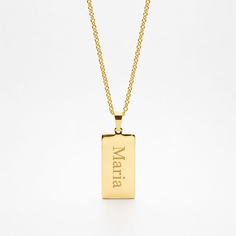 Colar Placa Retangular Dourada Personalizado