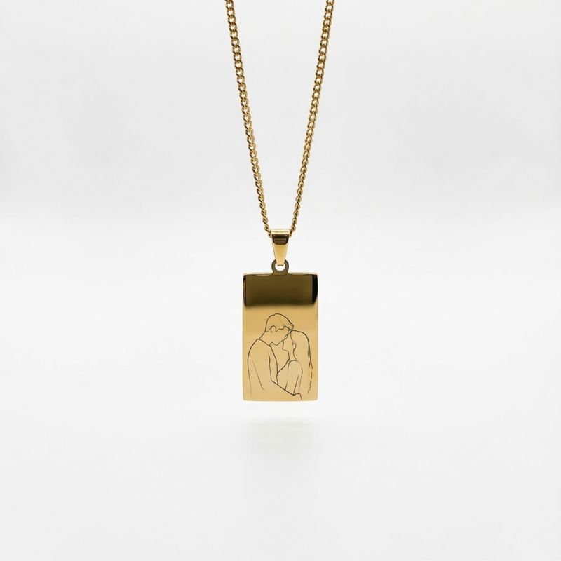 Colar Placa Retangular Dourada Personalizado