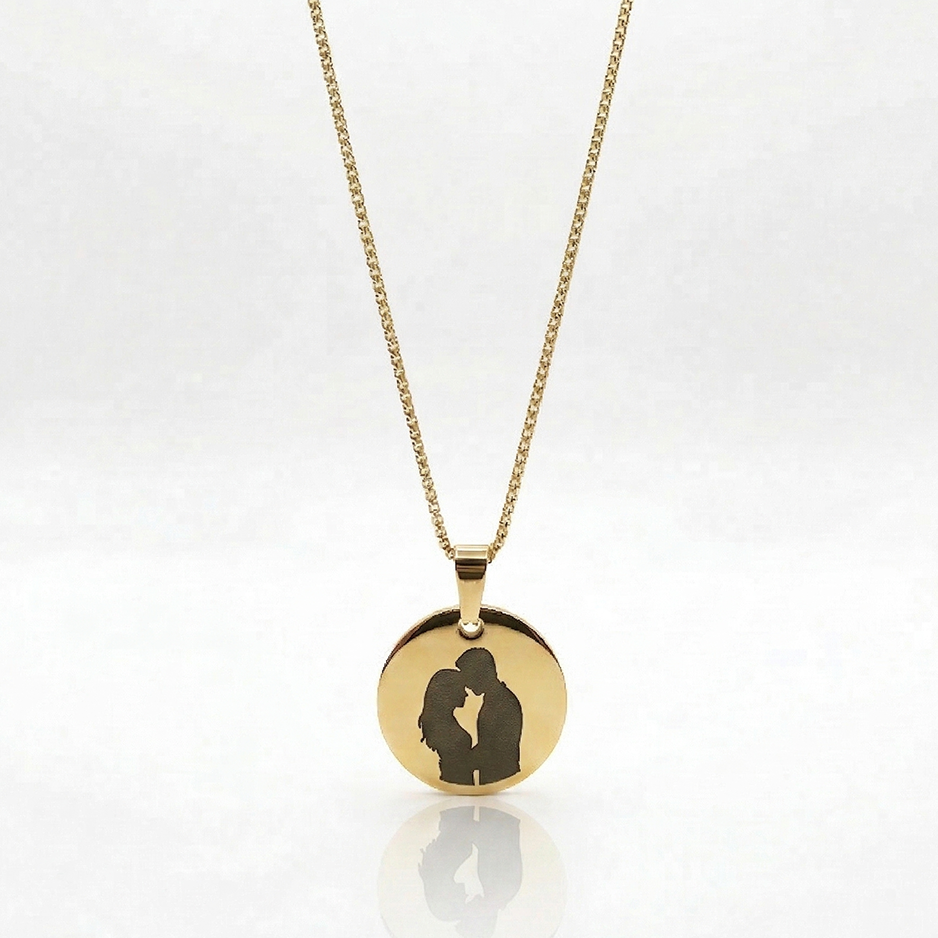 Colar Medalha Redonda 20mm Dourado Personalizado