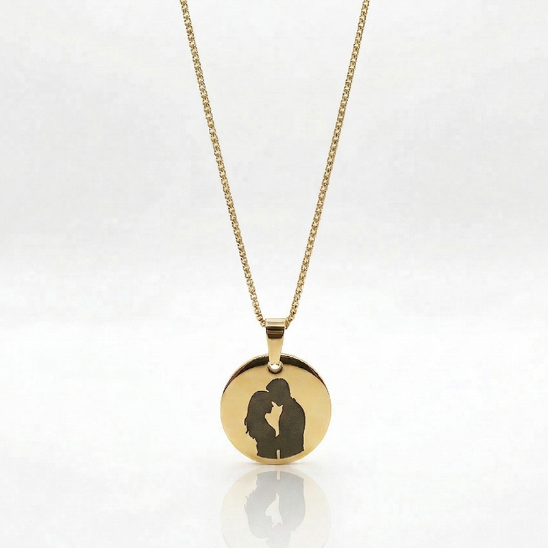 Colar Medalha Redonda 20mm Dourado Personalizado
