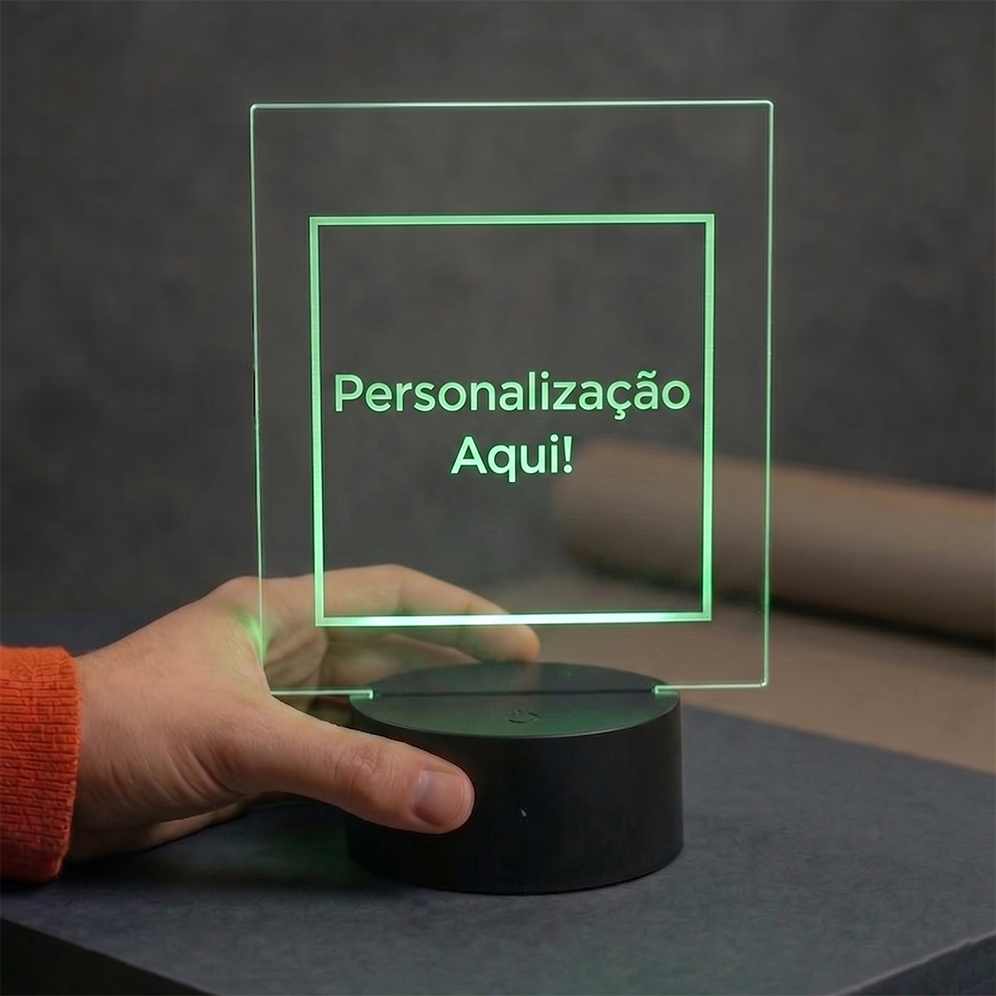 Candeeiro Led Acrílico Retangular Personalizado
