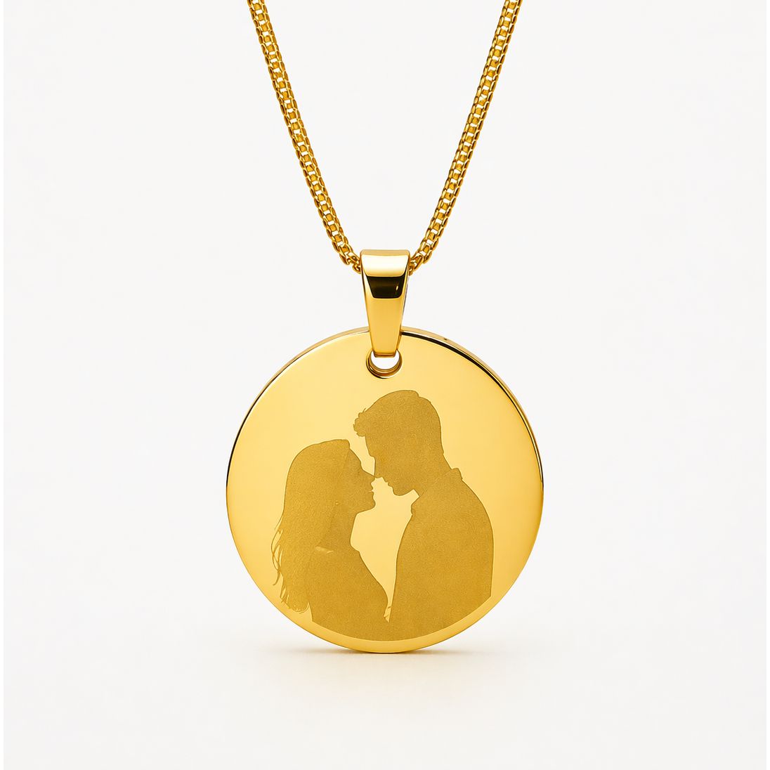 Colar Medalha Redonda 30mm Dourado Personalizado