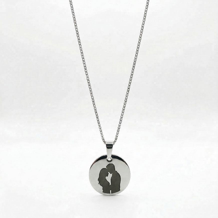 Colar Medalha Redonda 20mm Prateada Personalizado