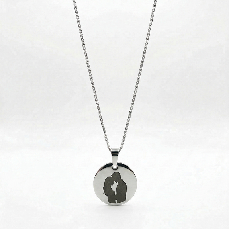 Colar Medalha Redonda 20mm Prateada Personalizado