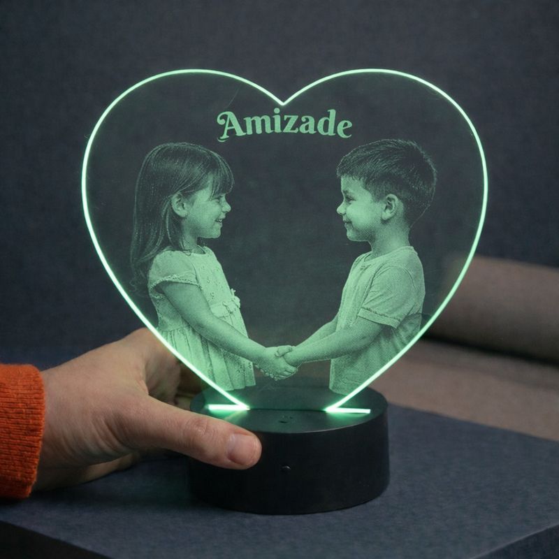 Candeeiro Led Acrílico Coração Personalizado
