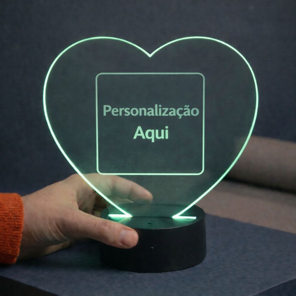 Candeeiro Led Acrílico Coração Personalizado