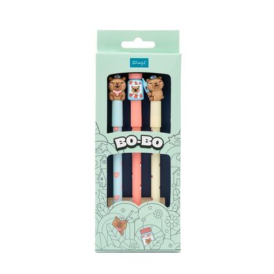 Set de 3 esferográficas apagáveis Bo-Bo - Capivaras Saúde