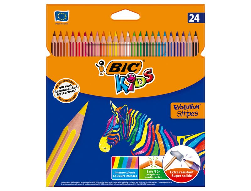 Lápis de cor BIC Evolution Stripes Kids 24