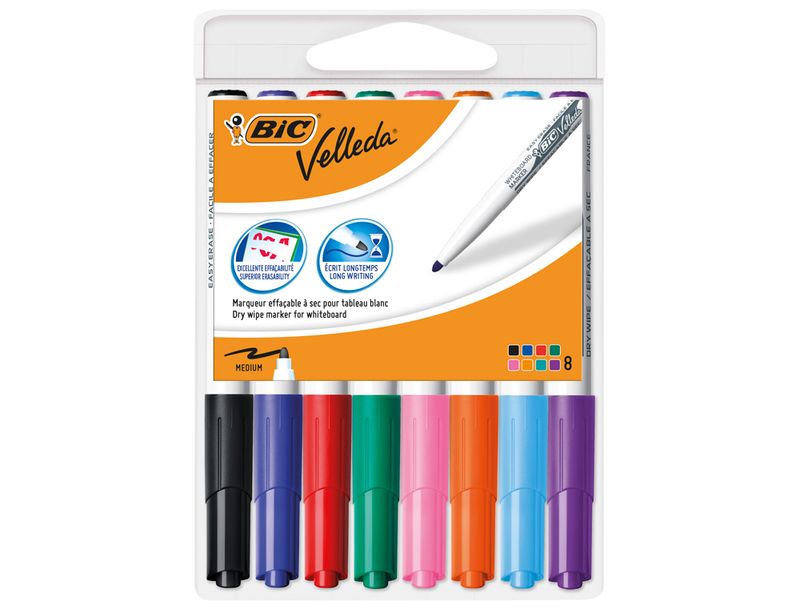 Marcador Bic Velleda - Pack 8 cores