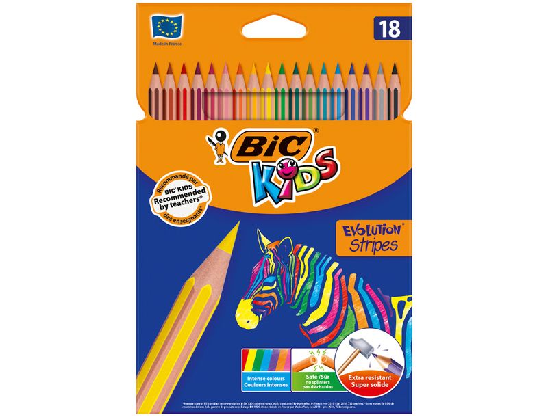 Lápis de cor BIC Evolution Stripes Kids 18