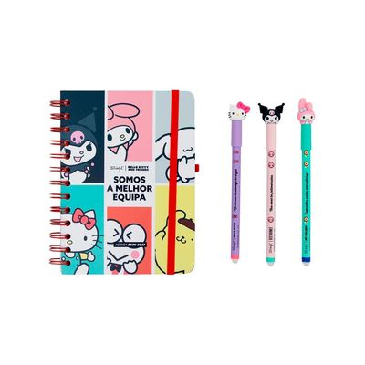 Agenda Mr. Wonderful 26-27 Semanal Pequena Hello Kitty &amp; Friends x Mr. Wonderful + 3 Esferográficas Apagáveis Bo-Bo - Somos a melhor equipa
