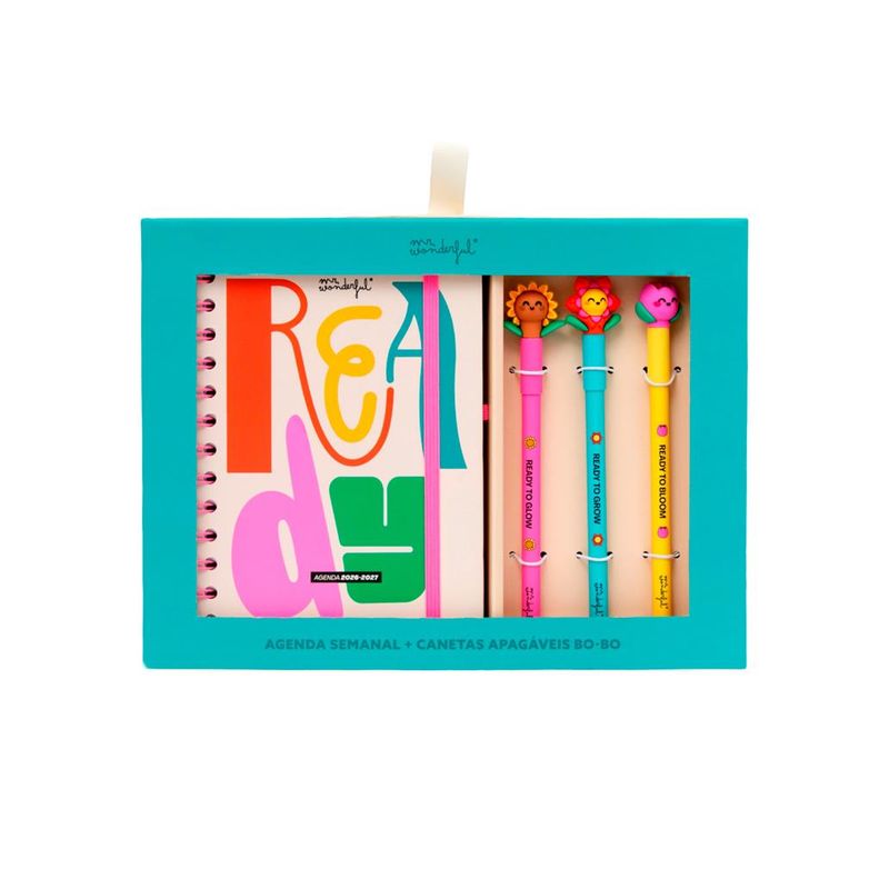 Agenda Mr. Wonderful 26-27 Pequena + 3 Esferográficas apagáveis Bo-Bo - Ready