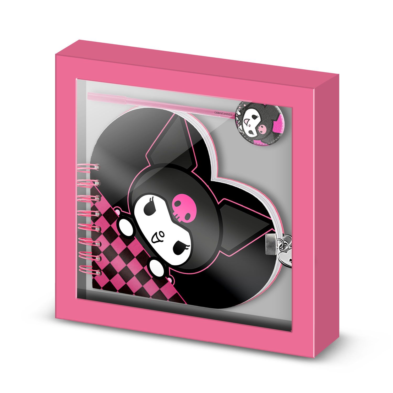 Conjunto Diário Coração Hello Kitty Kuromi + Caneta - Preta