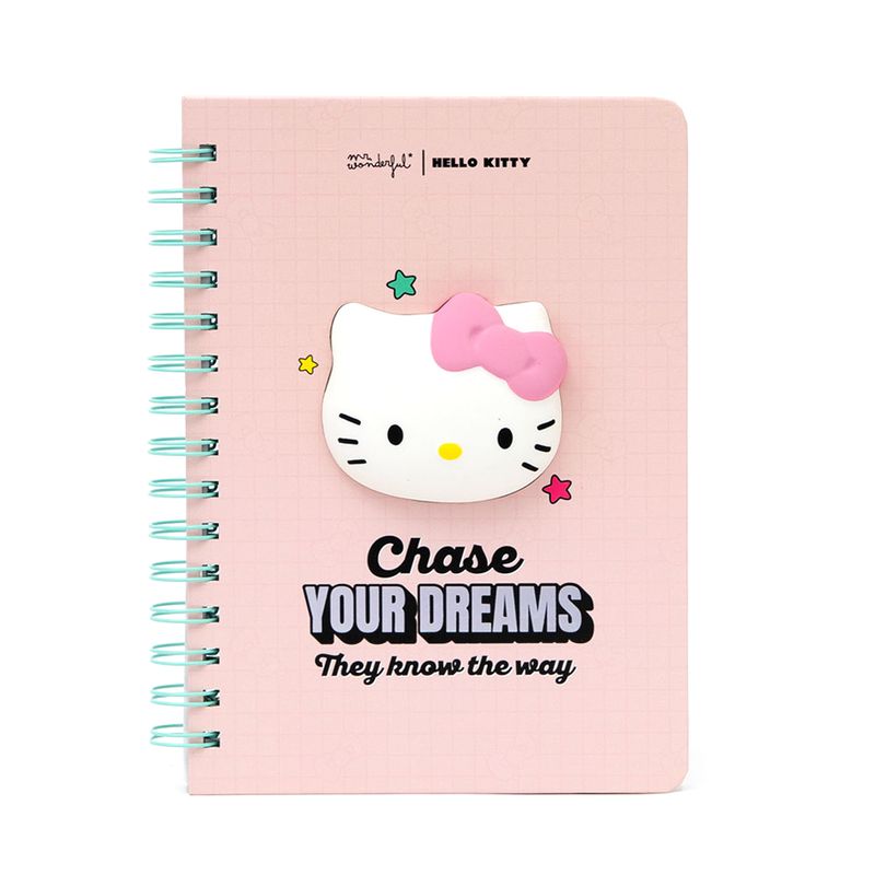 Caderno A5 com squishy Hello Kitty - Chase your dreams, they know the way