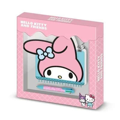 Conjunto Diário Kawaii Hello Kitty My Melody + Caneta de 6 Cores