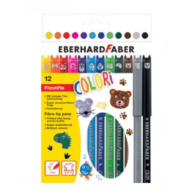 Marcadores Escolares Eberhard Faber -  12 Animais