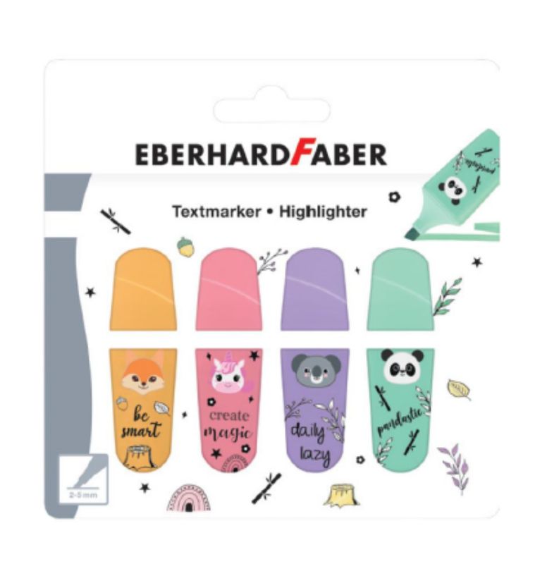 Mini Sublinhadores Eberhard Faber - 4 Animais