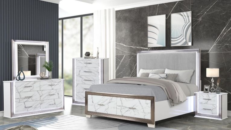Desire Queen 5 Pc Bedroom Set in White