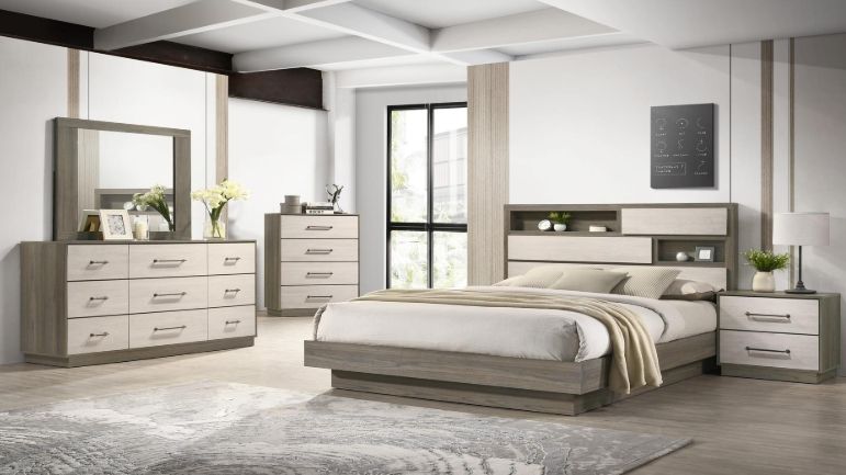 Gem Queen 5 Pc Bedroom Set in Gray