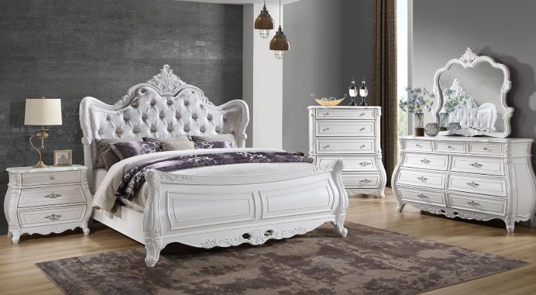 Opulence Queen 5 Pc Bedroom Set in White