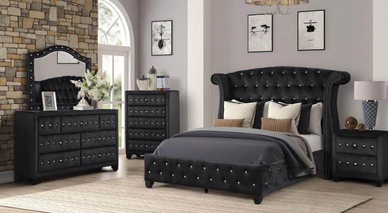 Sophia Queen 5 Pc with Dresser Black (with dresser)