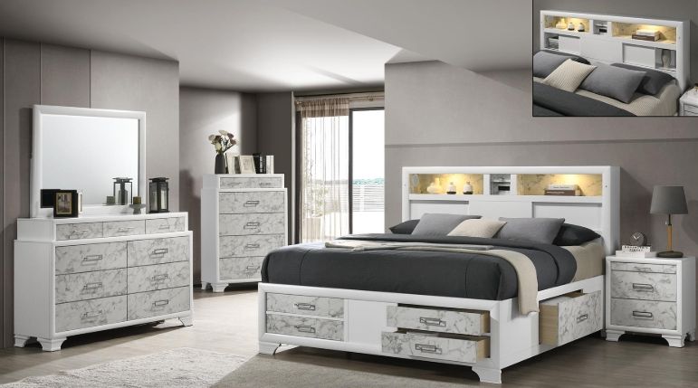 Soul Queen 5 Pc Bedroom Set in White