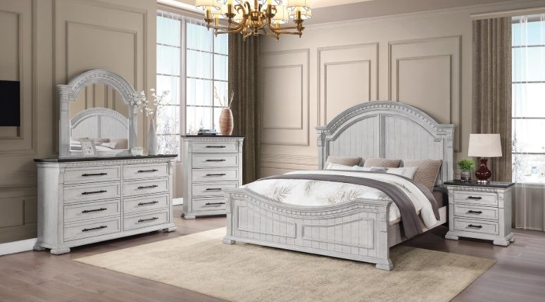 Faith King 5 Pc Bedroom Set in White