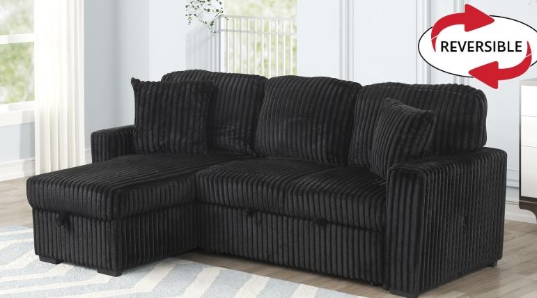 Plush Sectional Sofa Black
