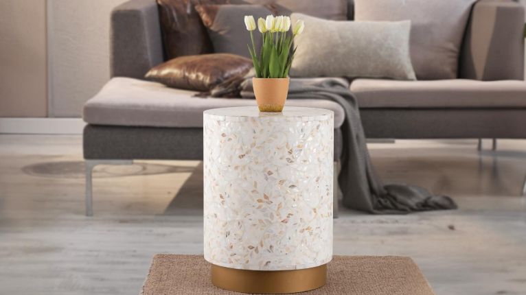 Luxe End Table Ivory