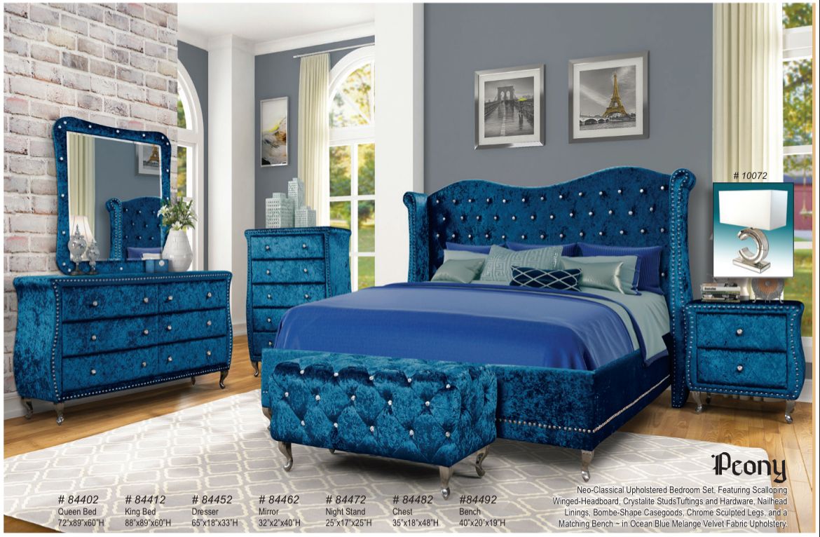 PEONY- 5 pc set(Queen bed, dresser, mirror, nightstand and mirror)