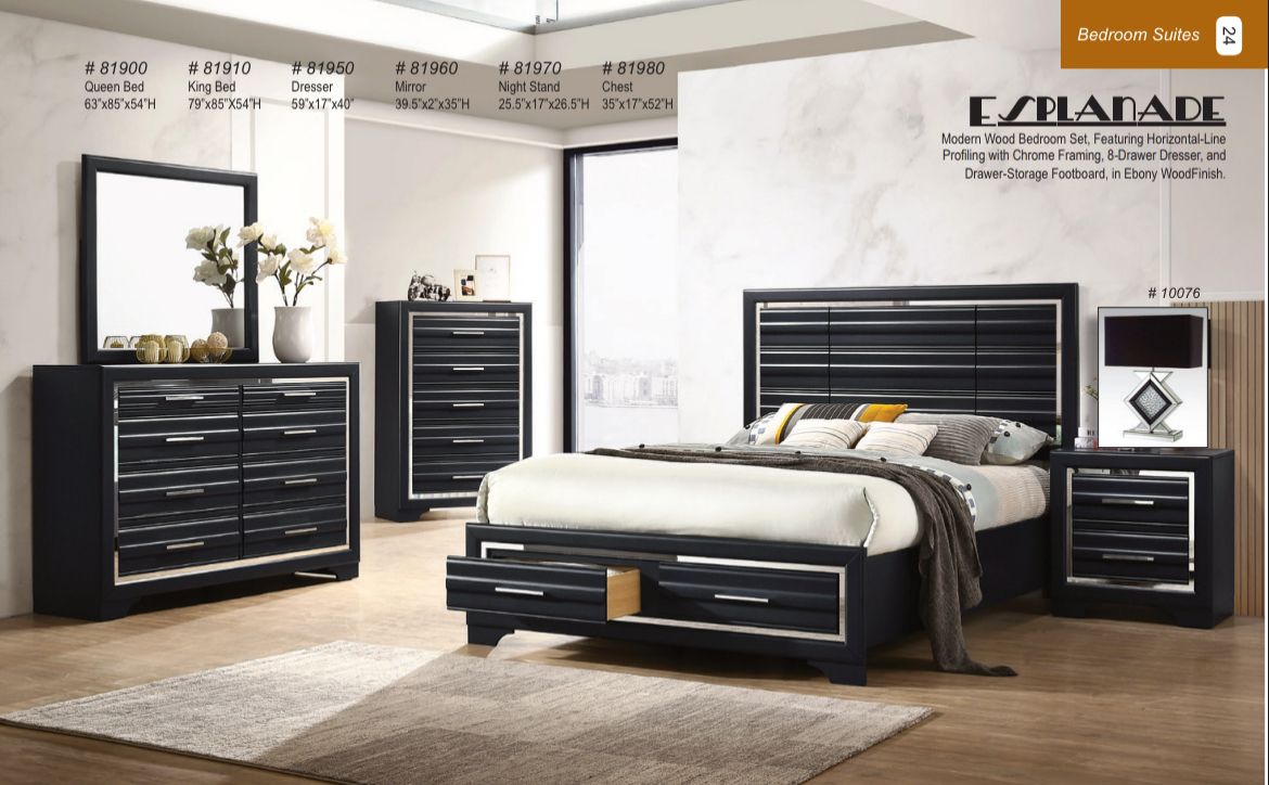 ESPLANADE- 5 pc set (Queen bed, dresser, mirror, nightstand and chest)