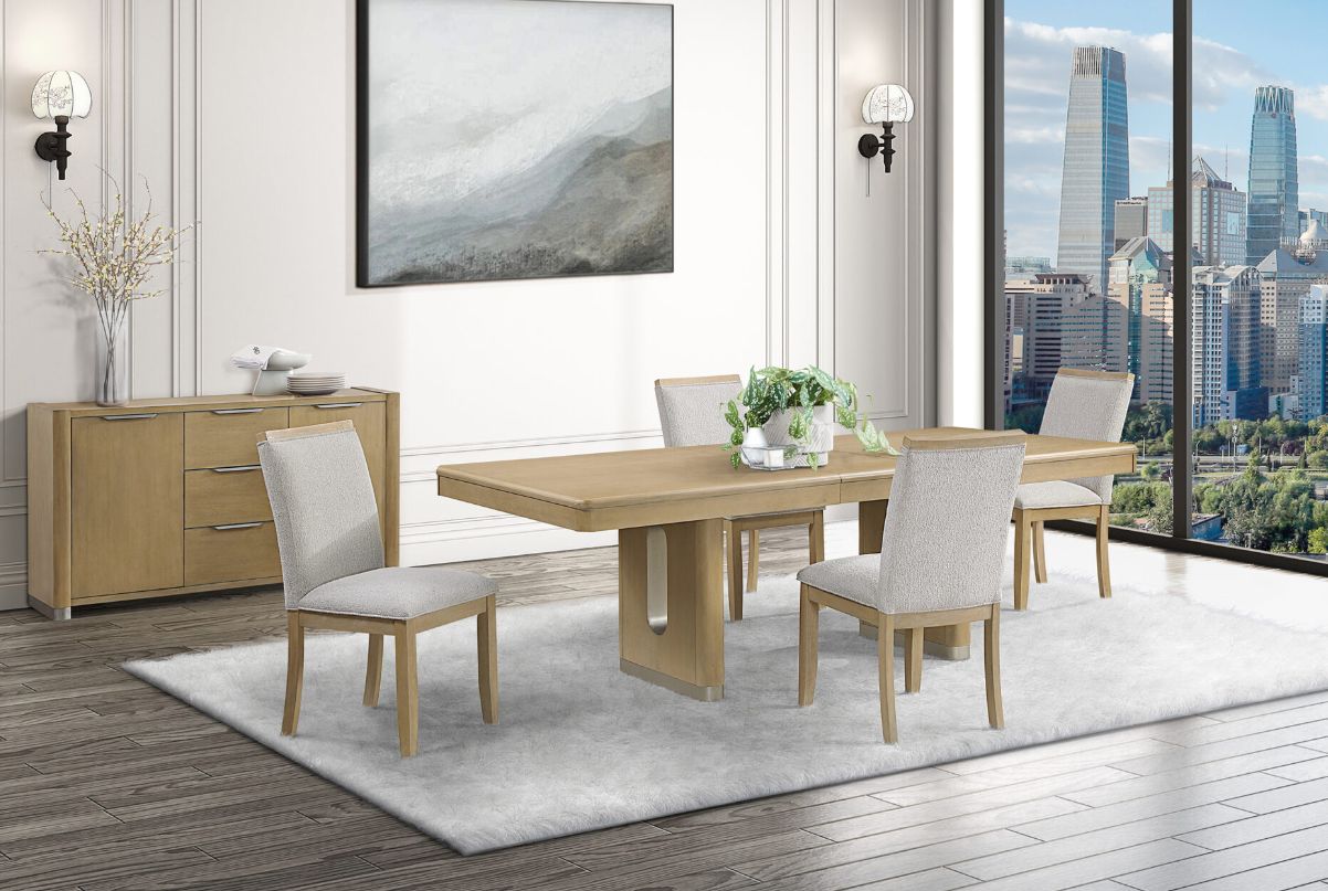 D1248 NATURAL DINING TABLE AND 6 DINING CHAIRS