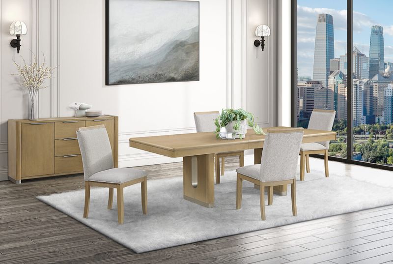 D1248 NATURAL DINING TABLE AND 6 DINING CHAIRS