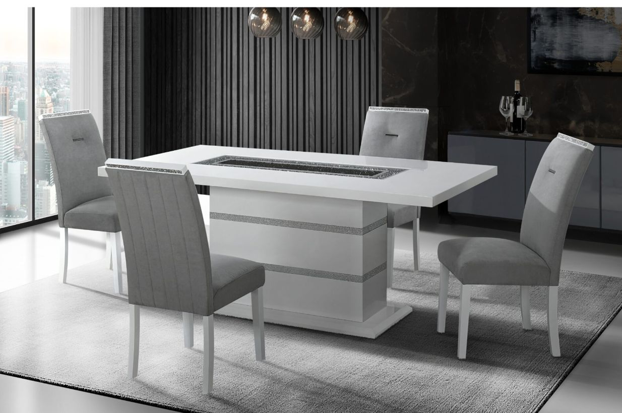 MONACO WHITE DINING TABLE + 6 MONACO DINING CHAIR