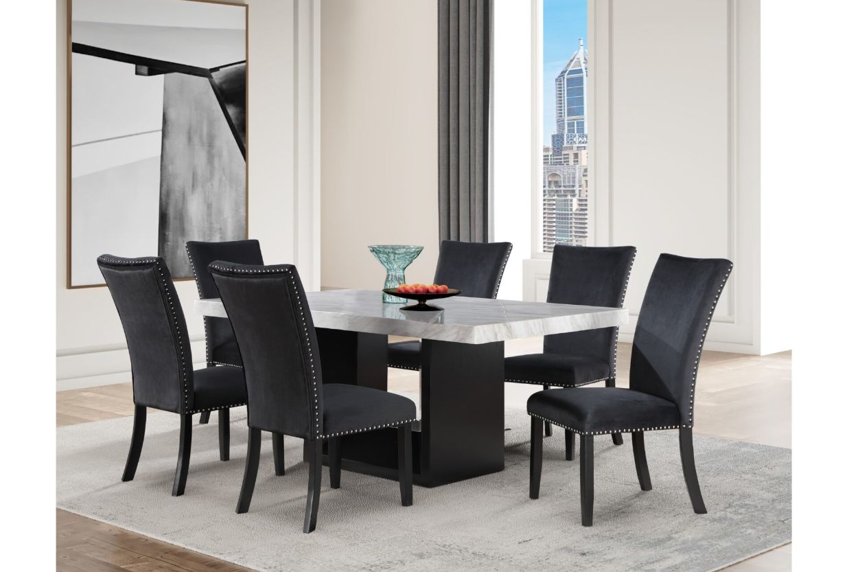 D02 DINING TABLE + 8 D03 BLACK DINING CHAIRS