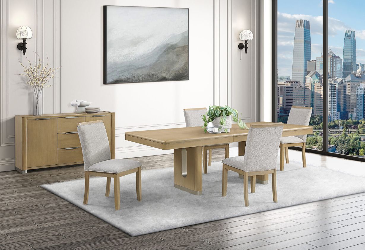 D1248 NATURAL DINING TABLE AND 4 DINING CHAIRS