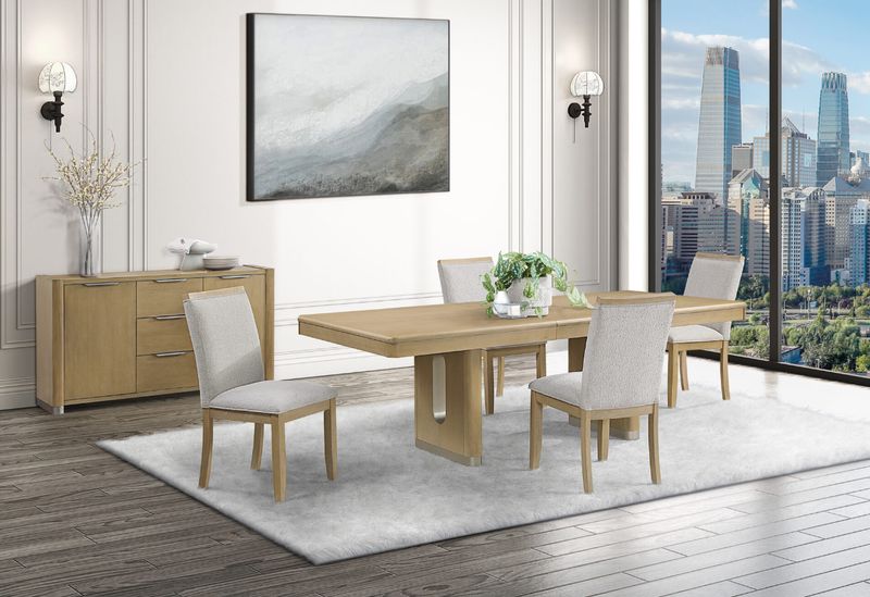 D1248 NATURAL DINING TABLE AND 4 DINING CHAIRS
