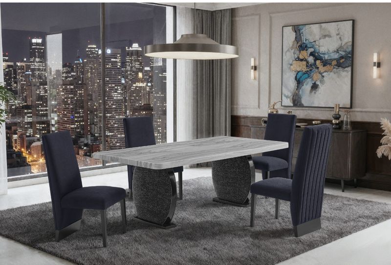 D2502 DINING TABLE AND 4 D12 BLACK DINING CHAIR