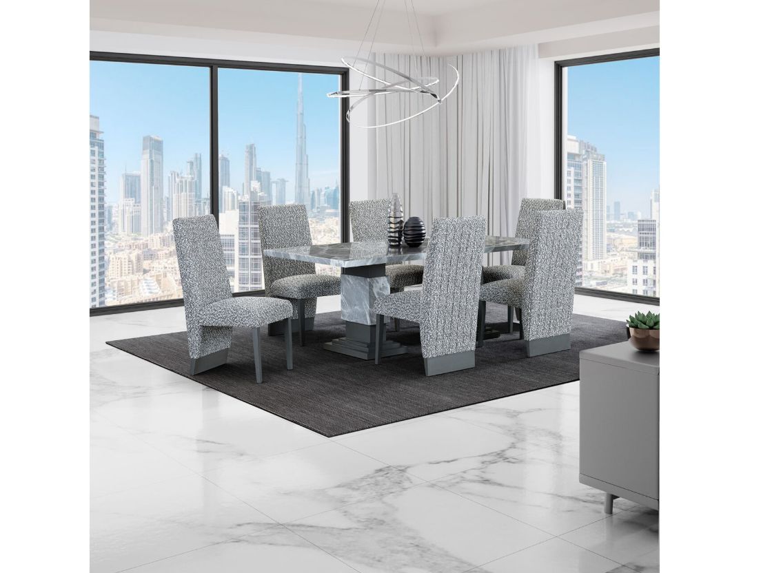 D1212 DINING TABLE + 4 D12DC WHITE/GREY