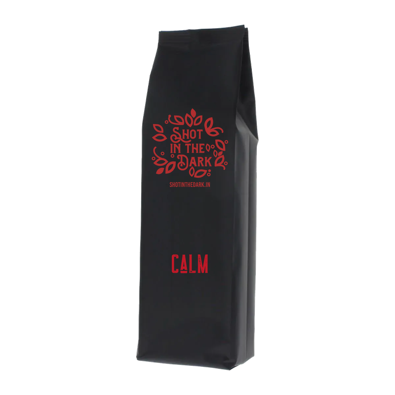 Calm : Shot in the Dark House Roast. 90% Arabica coffee blended with 10 % Robusta